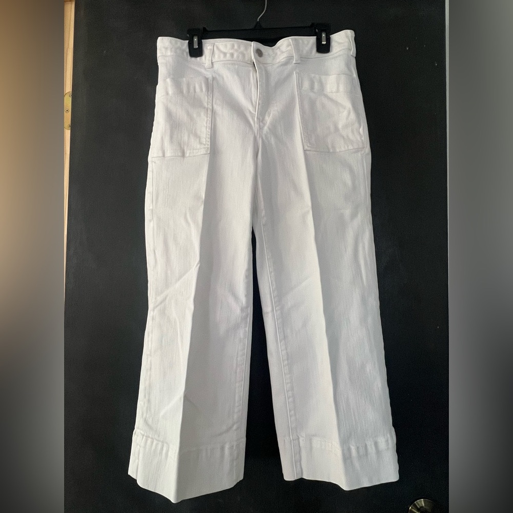 Pilcro Cream Wide-Leg Trousers by Anthropologie